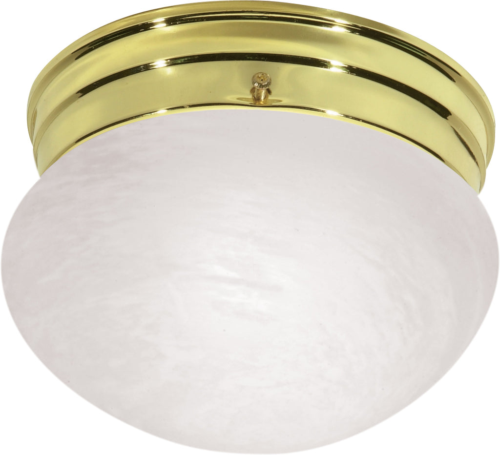 Nuvo 1-Light 8" Flush Mount Small Alabaster Mushroom in Polished Brass Finish