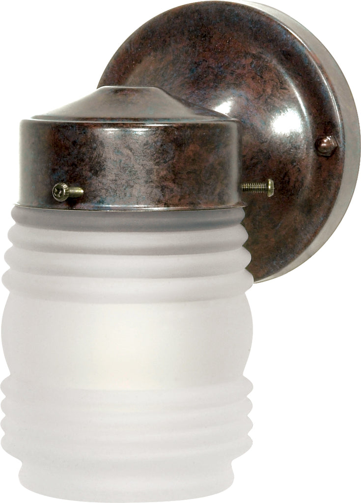 Nuvo 1-Light 60w 6" Porch Wall Mason Jar w/ Frosted Glass in Old Bronze Finish