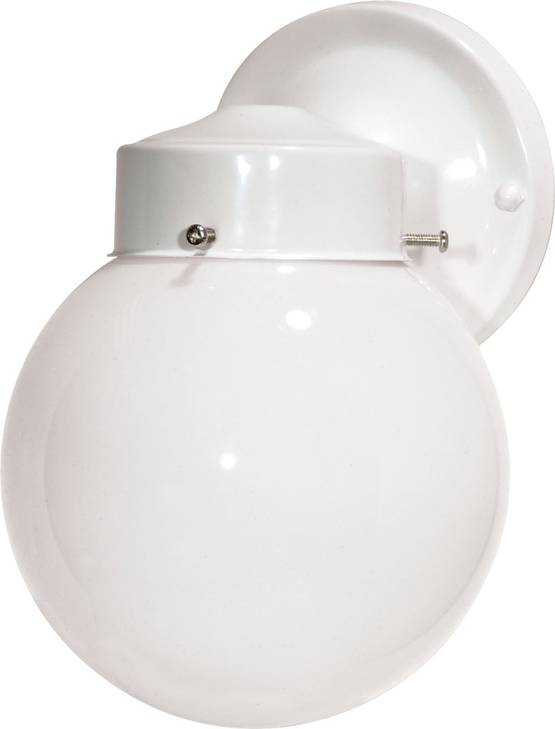 Nuvo 1-Light 6" Porch Wall w/ White Globe in Gloss White Finish