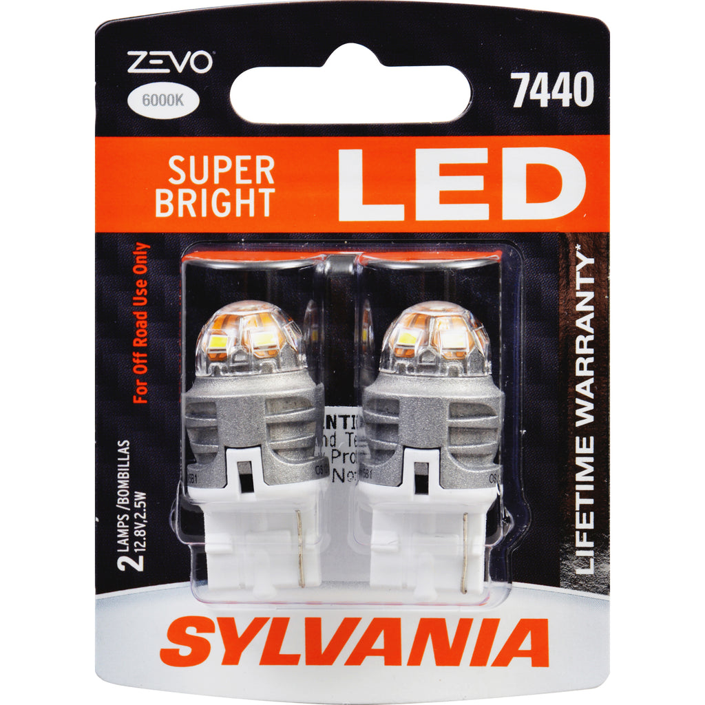 2-PK SYLVANIA 7440 ZEVO LED 6000K Super Bright Automotive Bulb