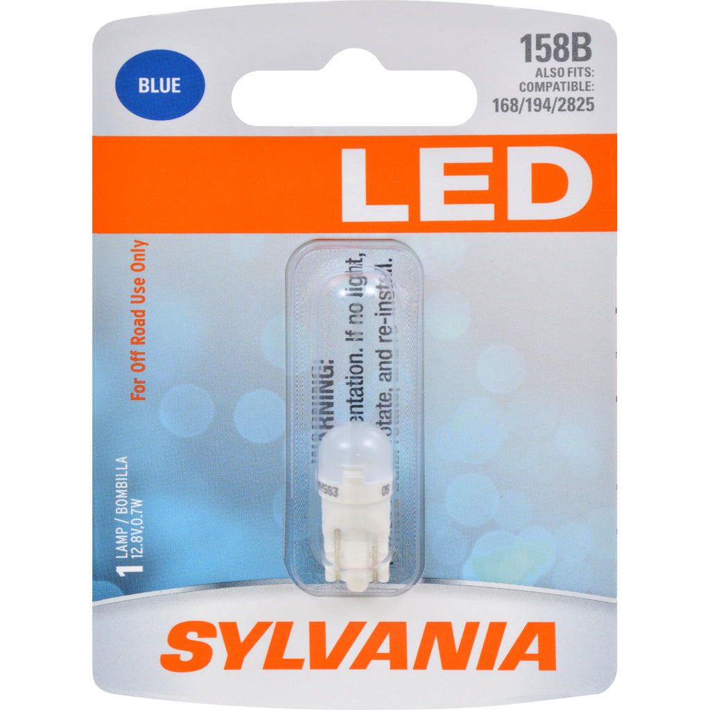 SYLVANIA 158 T10 W5W Blue LED Automotive Bulb - also fits 168, 194, 2825