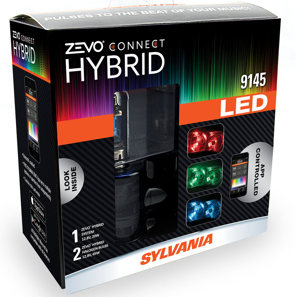 2-PK SYLVANIA 9145 ZEVO Connect Hybrid LED Color Changing System for Fog Lights