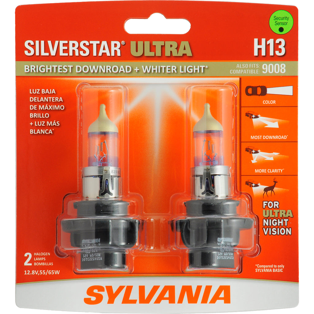 2-PK SYLVANIA H13 SilverStar Ultra High Performance Halogen Headlight Bulb