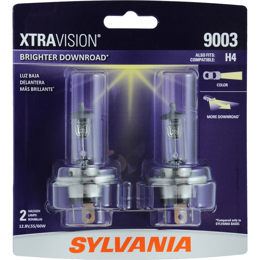 2-PK SYLVANIA 9003 (also fits H4) XtraVision Halogen Headlight Bulb