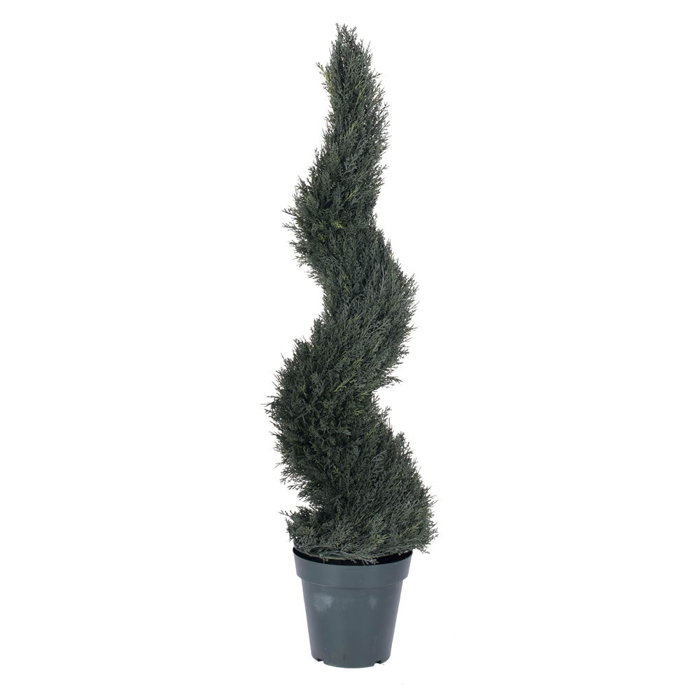 48" Artificial Pond Cypress Spiral, UV Resistant with 1848 Leaves in 9" Pot