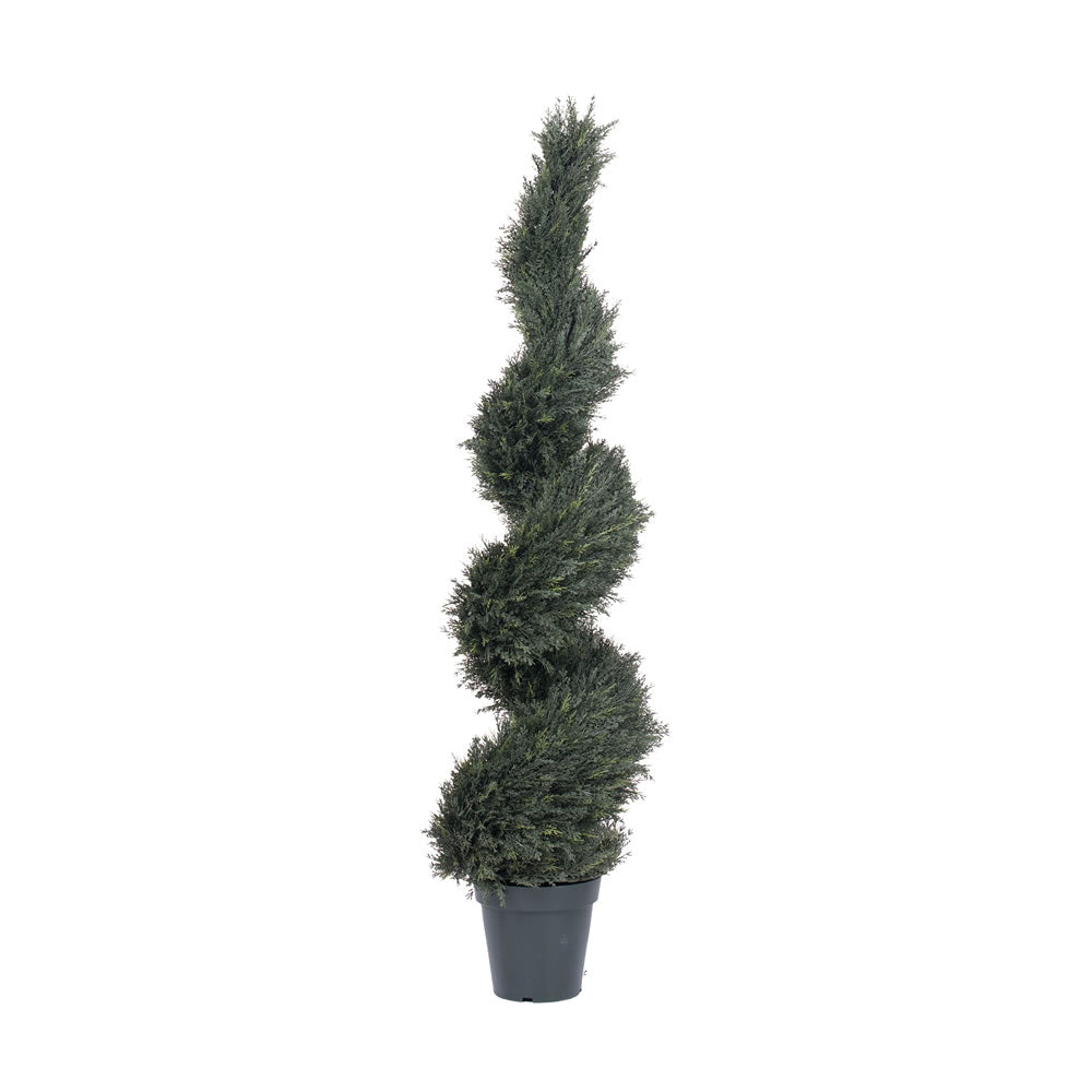 63" Artificial Pond Cypress Spiral, UV Resistant with 2856 Leaves in 9" Pot