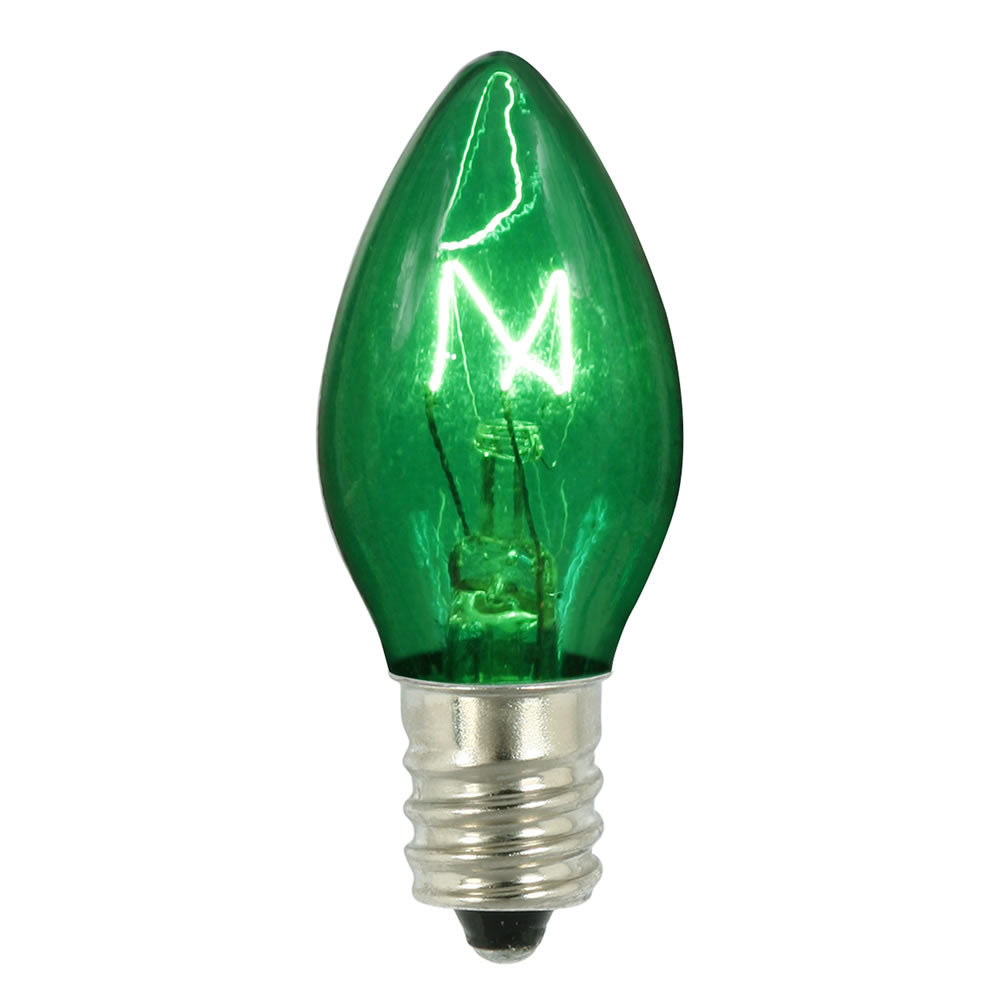 100PK - Vickerman C7 Transparent Green Twinkle 120V 5W Bulbs