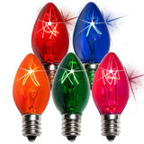 25 Bulbs - C7 Triple Dipped Transparent Twinkle Multicolor, 7 Watt lamp