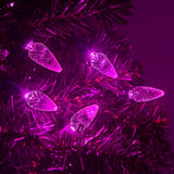 70 Pink C6 LED Christmas Lights, Green Wire, 4" Spacing_4