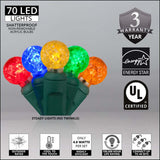 70 Multicolor G12 LED String Lights, Green Wire, 4" Spacing - BulbAmerica