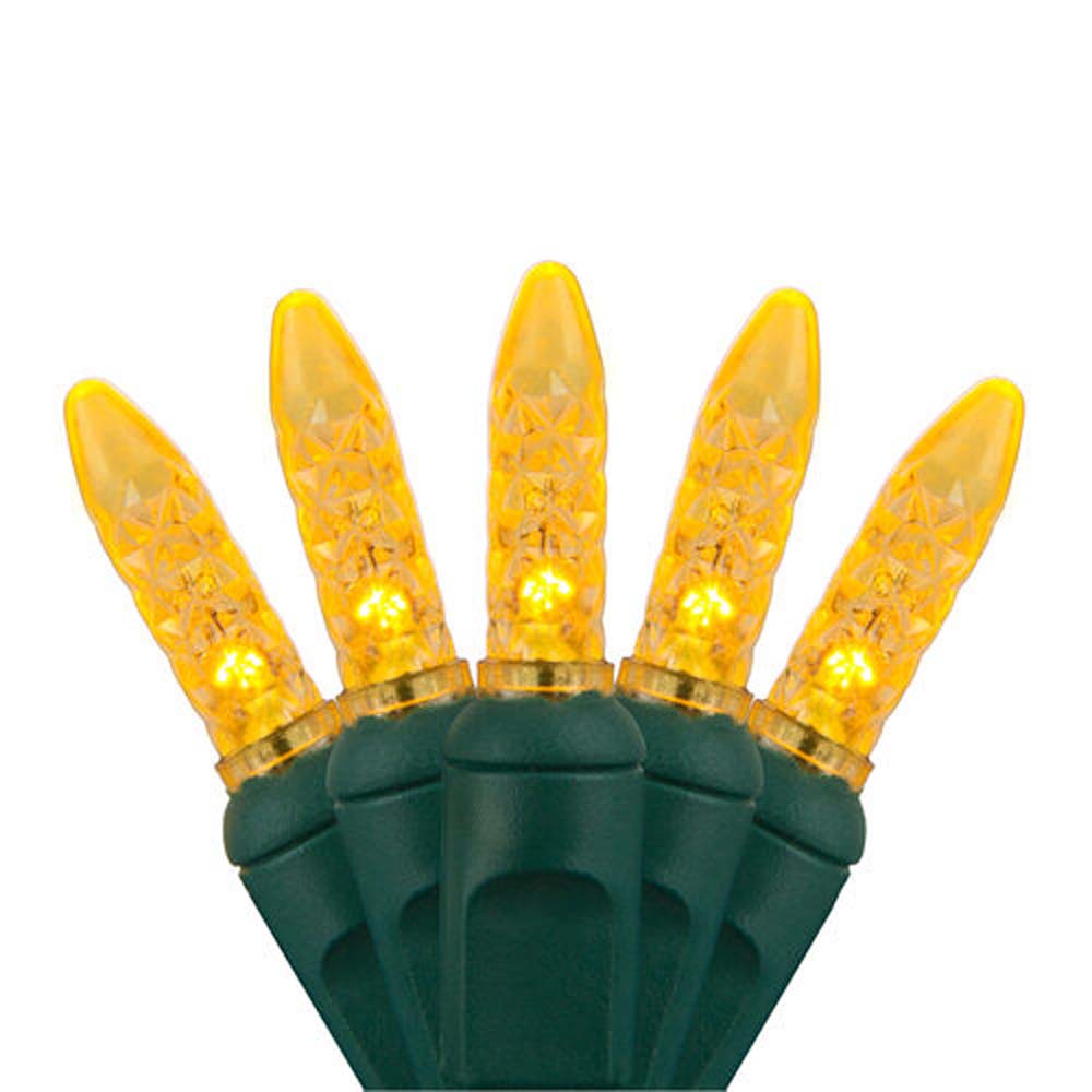 70 Gold M5 LED Lights, Green Wire, 4" Spacing