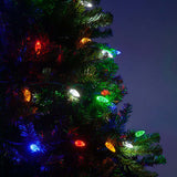 70 Multicolor C6 LED 3.5w Christmas Lights, Green Wire, 4" Spacing_1