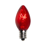 25Pk - Wintergreen 5W C7 Red Triple Dipped Transparent Incandescent Bulbs