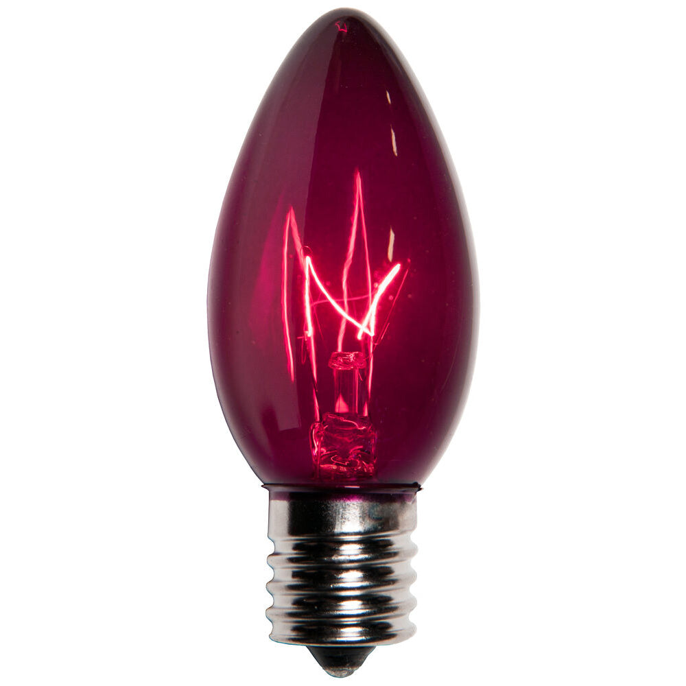 25 Bulbs - C9 Triple Dipped Transparent Purple, 7 Watt lamp