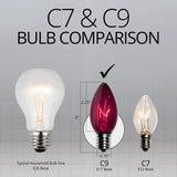 25 Bulbs - C9 Triple Dipped Transparent Purple, 7 Watt lamp - BulbAmerica