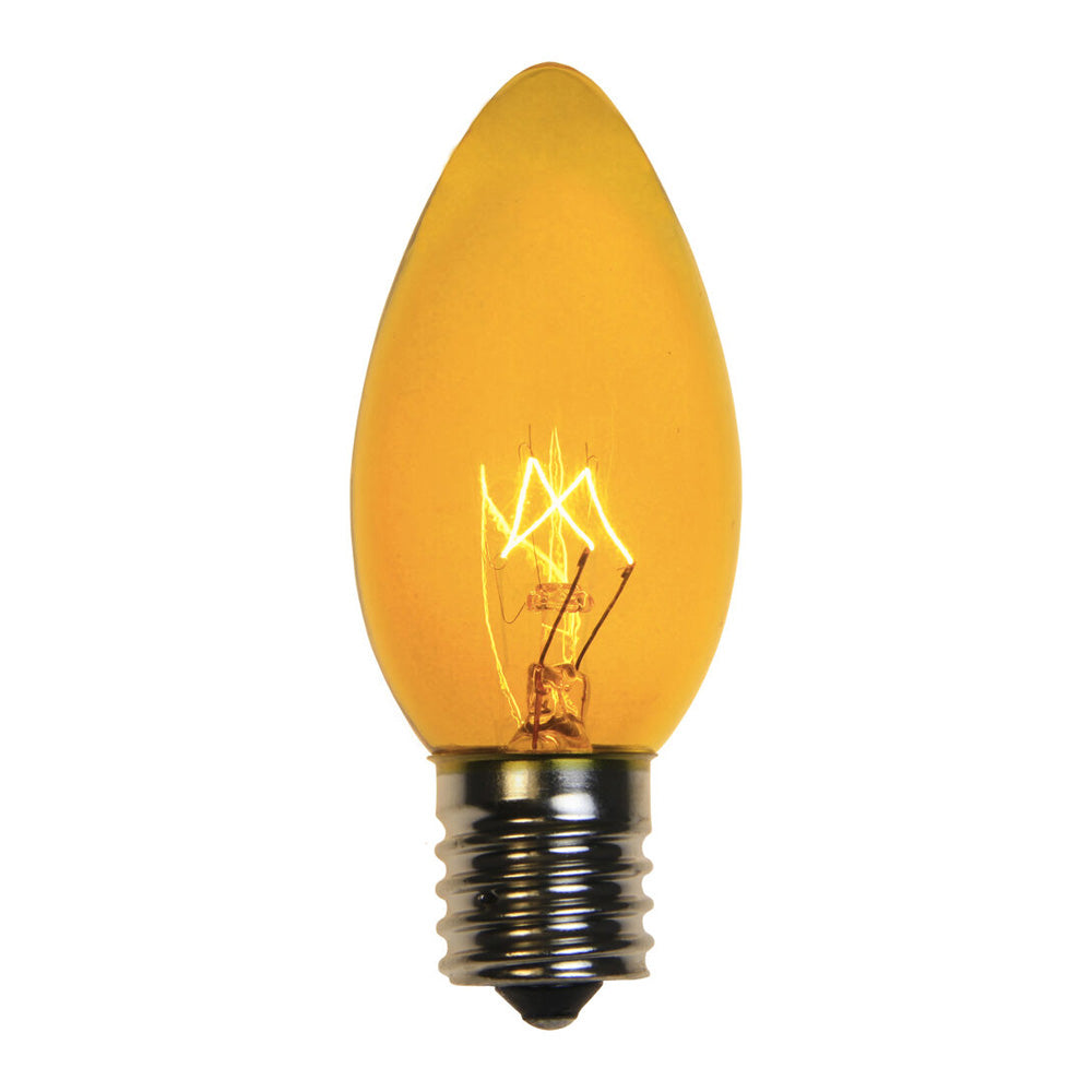 25 Bulbs - C9 Triple Dipped Transparent Yellow, 7 Watt lamp