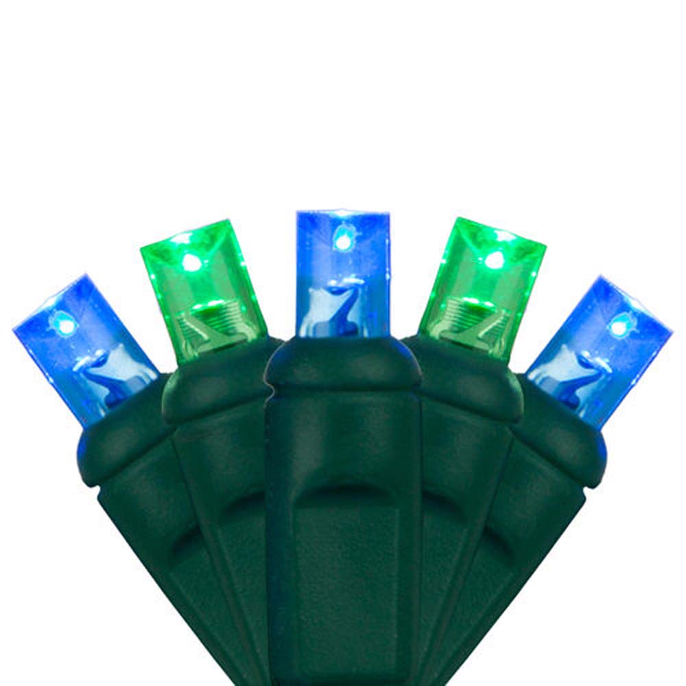Wintergreen 70 5mm Blue Green LED Christmas Lights 4-in Spacing 120v