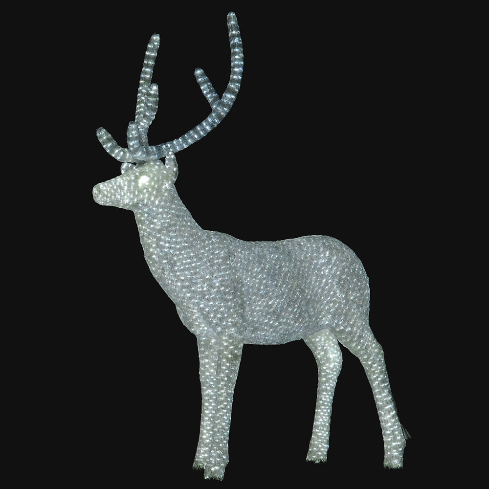 Vickerman 58 in. x 53 in. x 16 in. White Male Deer 2080LED