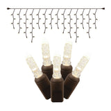 6PK - 9Ft. Icicle LED70Lt. Warm White M5 Lights Brown Wire