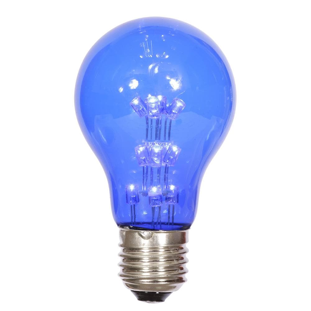 A19 LED 1W Blue Transparent E26 Nickel Base Bulb