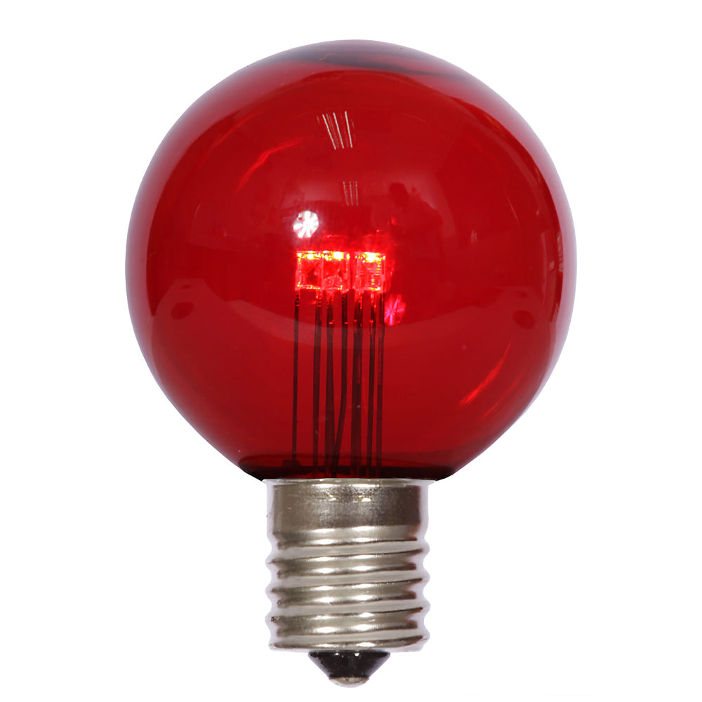 25PK - Vickerman G50 Red Transparent Glass LED Replacement Bulb