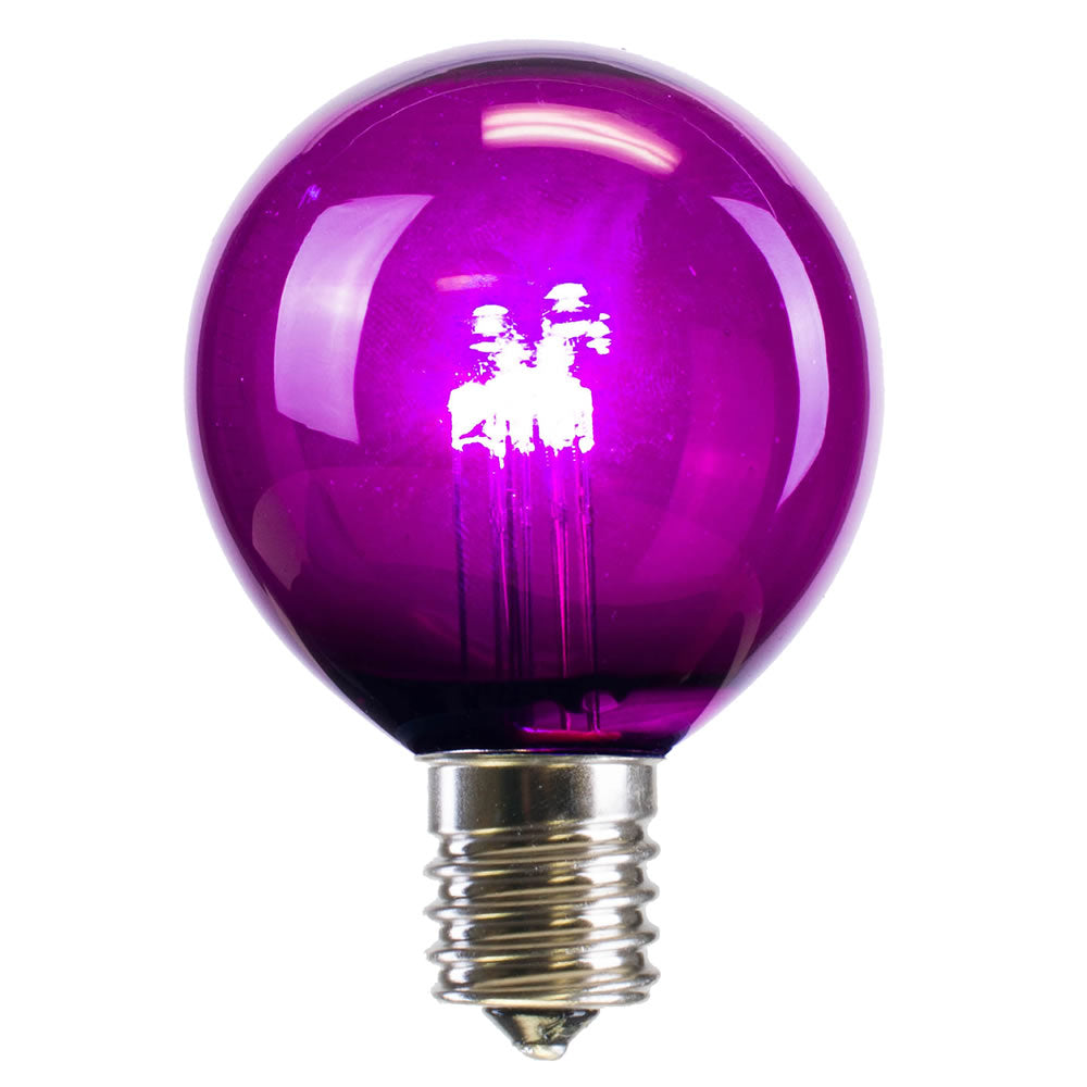 25PK - Vickerman G50 Purple Transparent Glass LED Replacement Bulb