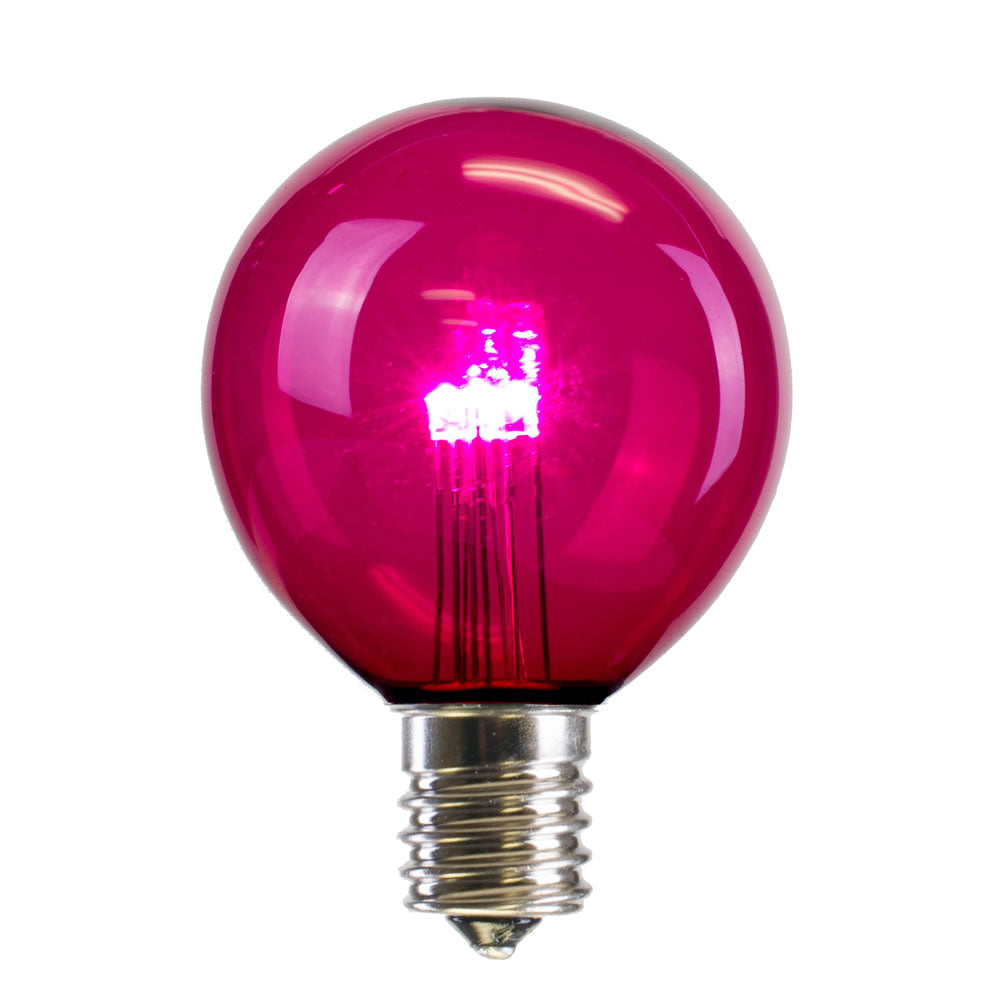 25PK - Vickerman G50 Pink Transparent Glass LED Replacement Bulb