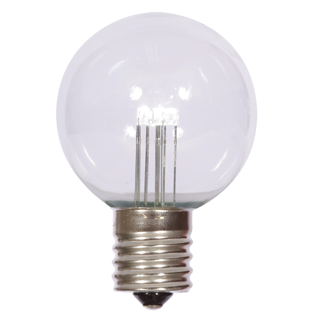 25PK - Vickerman G50 Pure White Transparent Glass LED Replacement Bulb