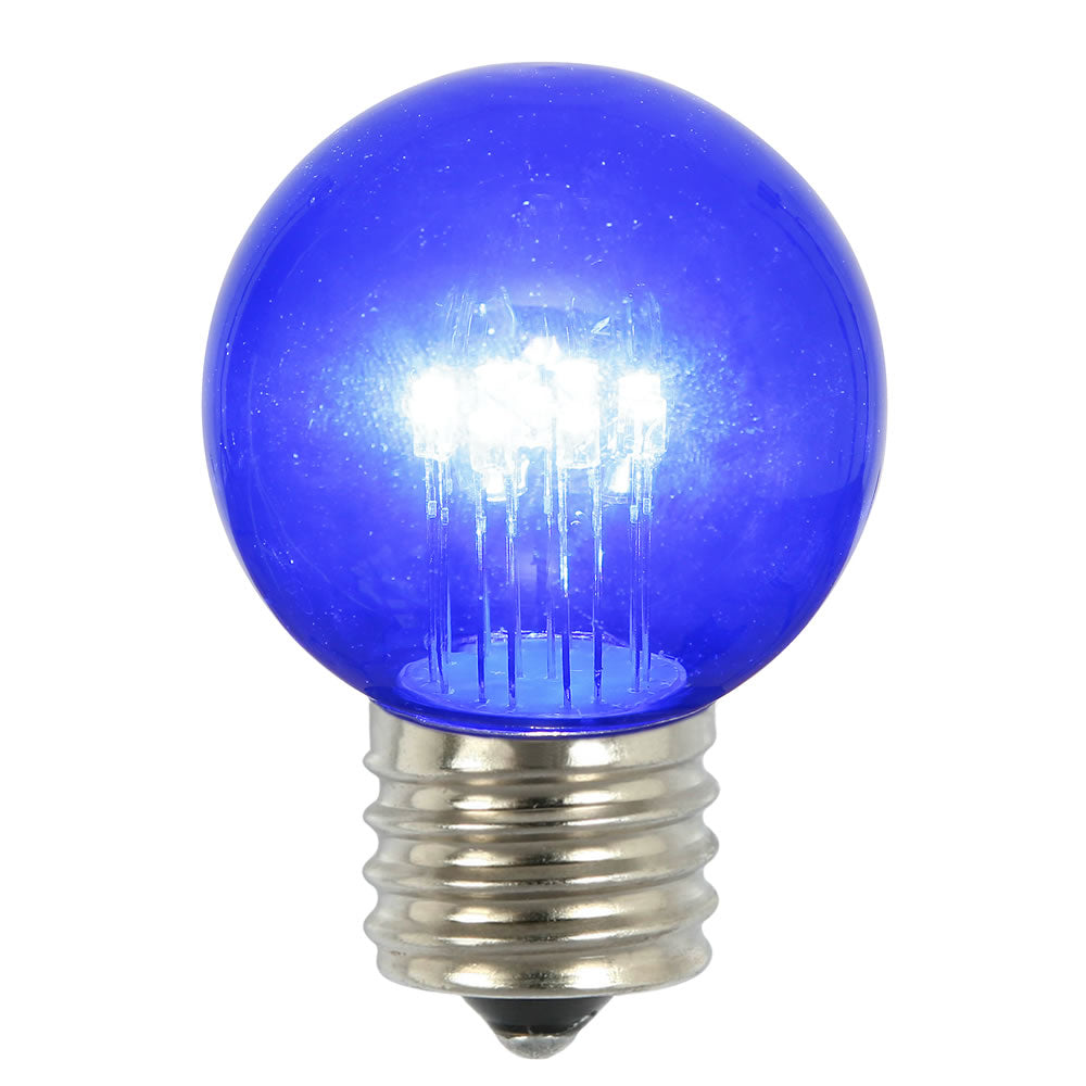 5PK -Vickerman Blue Glass G50 Transparent LED Replacement Bulb