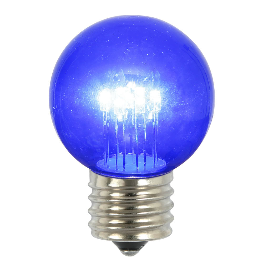 5PK -Vickerman Blue Glass G50 Transparent LED Replacement Bulb