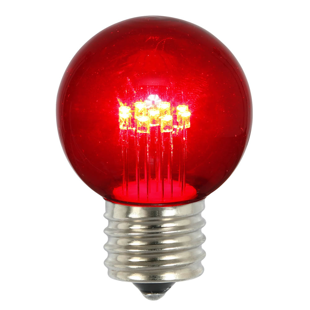 5PK -Vickerman Red Glass G50 Transparent LED Replacement Bulb