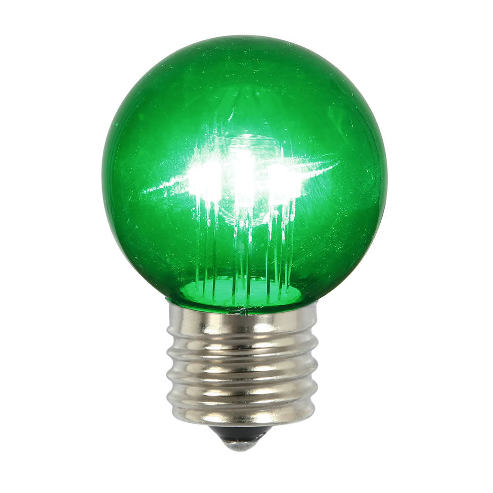 5PK -Vickerman Green Glass G50 Transparent LED Replacement Bulb