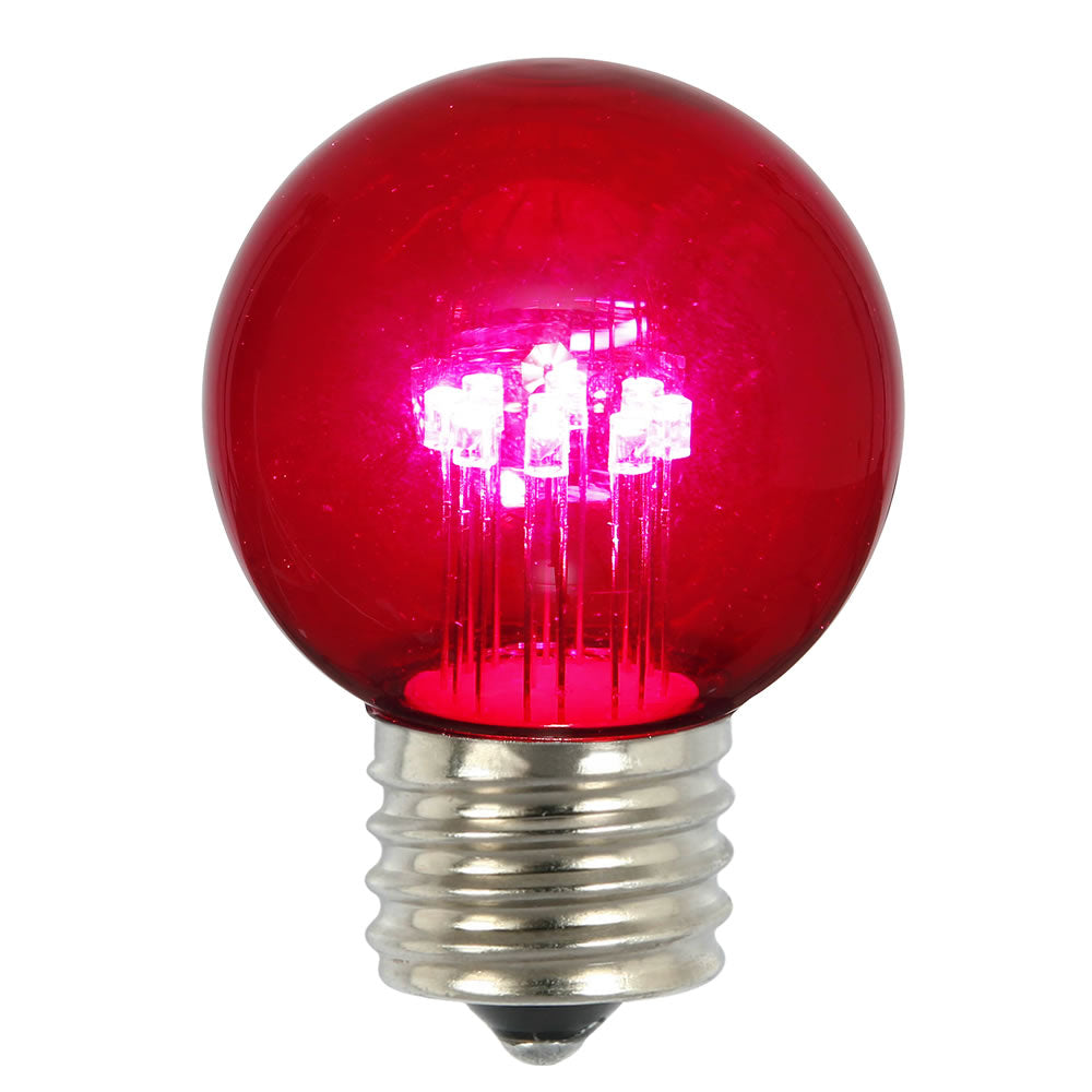 5PK -Vickerman Pink Glass G50 Transparent LED Replacement Bulb