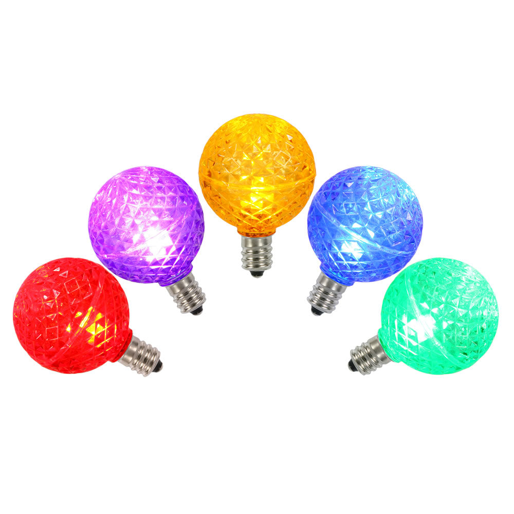 G40 Led 5PK -Vickerman Multi-Colored Faceted G40 LED Replacement Bulb – BulbAmerica