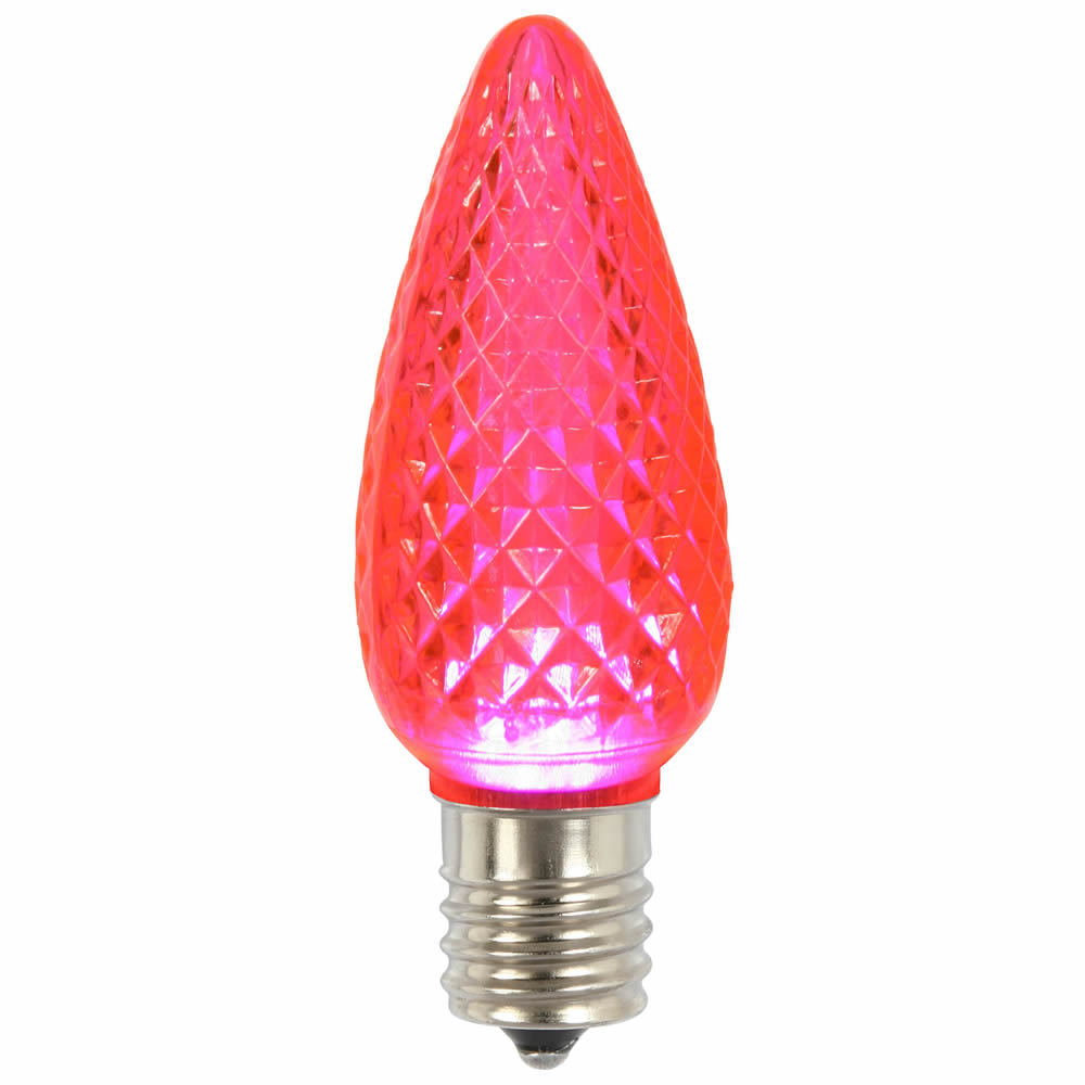 25 Pack - Vickerman C9 Faceted LED Pink Bulb .96W Plastic Replacement Bulbs