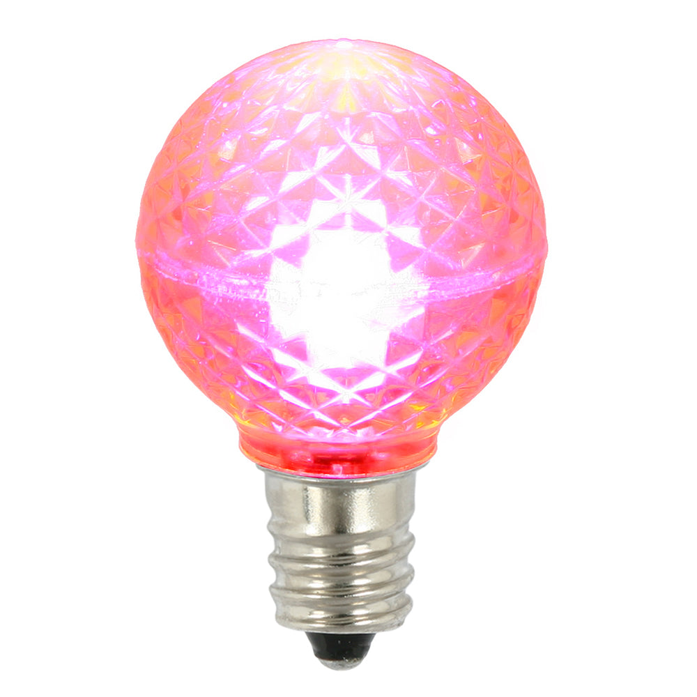 25 Pack - Vickerman G30 Faceted LED Pink Bulb E12 .38W