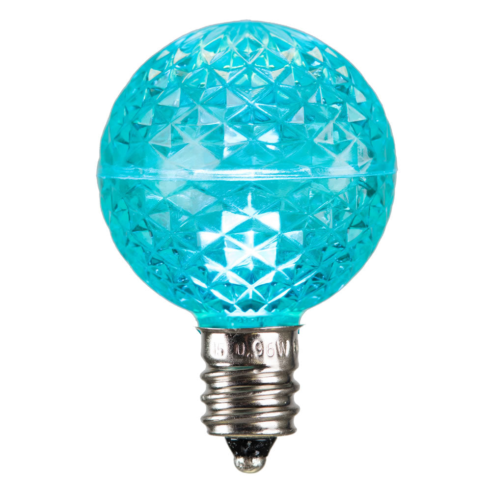 25 Pack - Vickerman G40 Faceted LED Teal Bulb E12 .38W