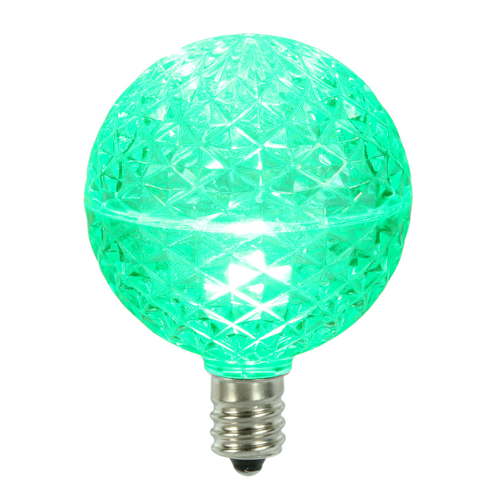 10 Pack - Vickerman G50 Faceted LED Green Bulb E12 .38W