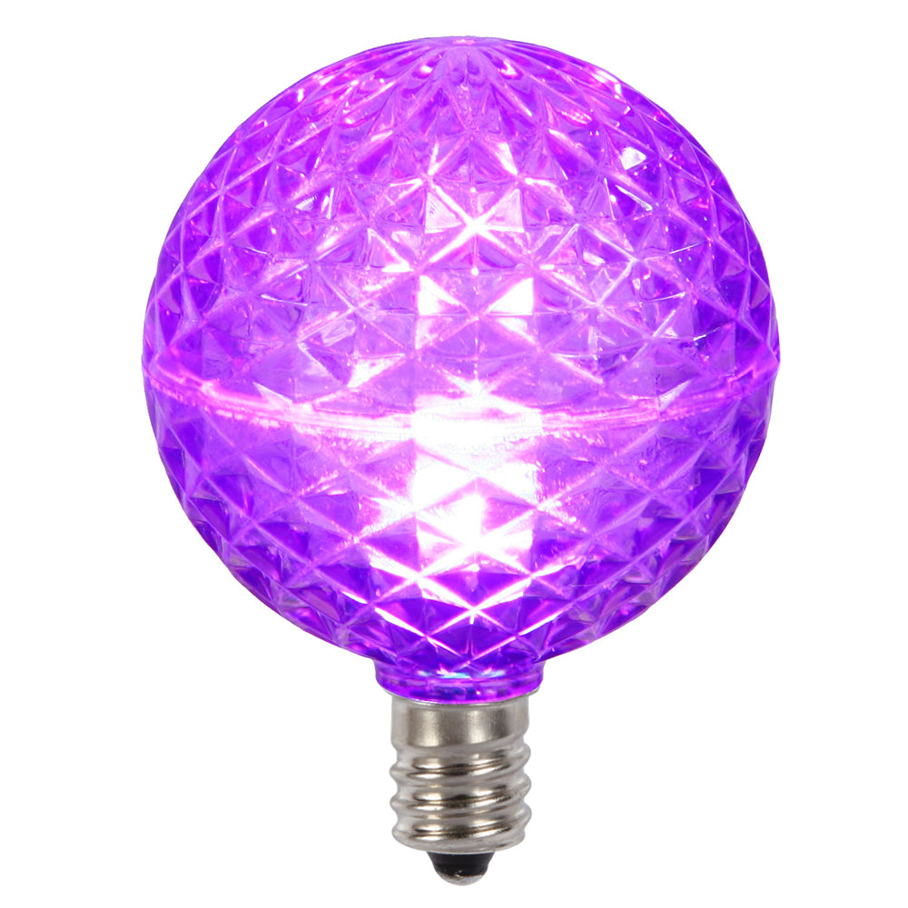 10 Pack - Vickerman G50 Faceted LED Purple Bulb E12 .38W