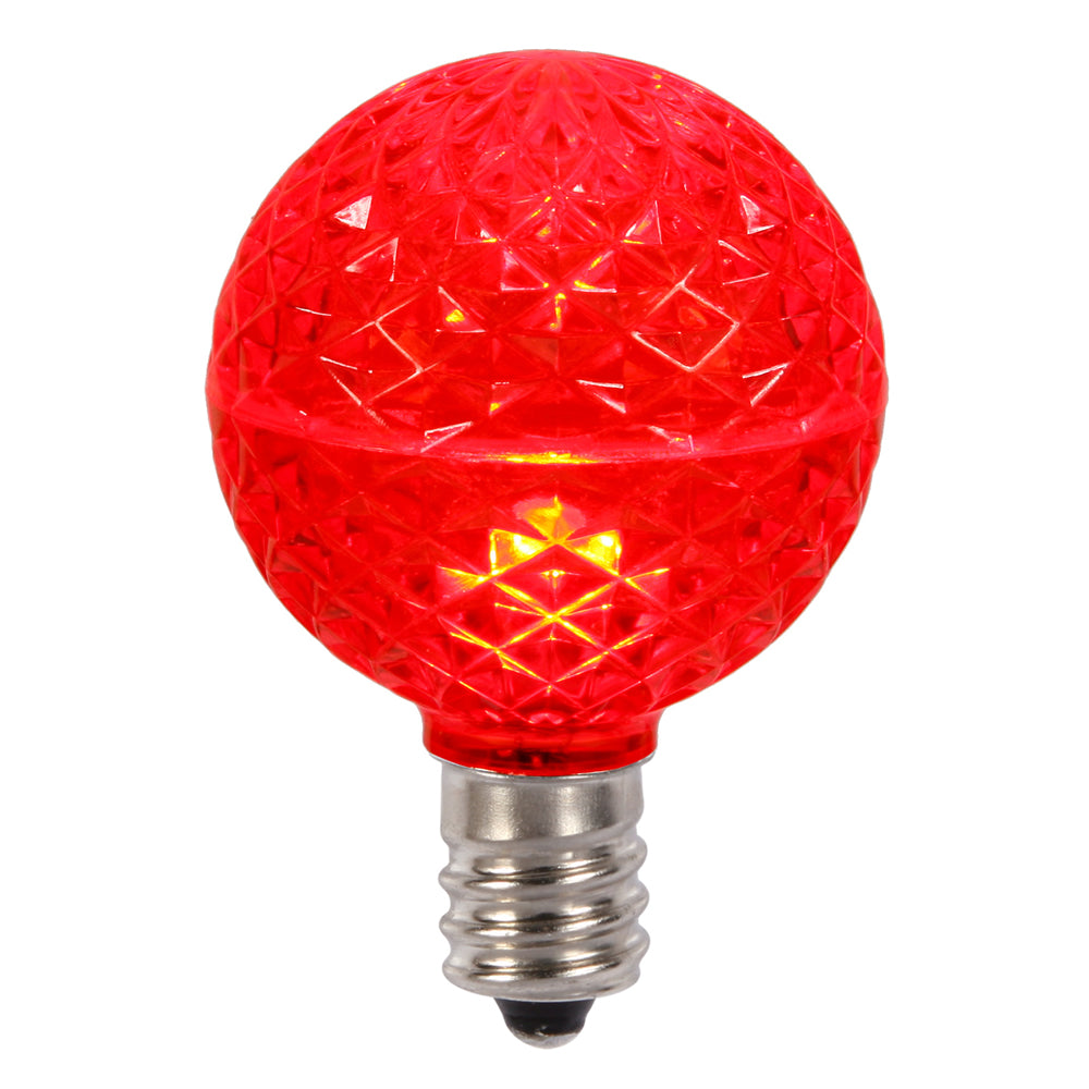 10PK - Vickerman Red Faceted G50 LED Replacement Bulb