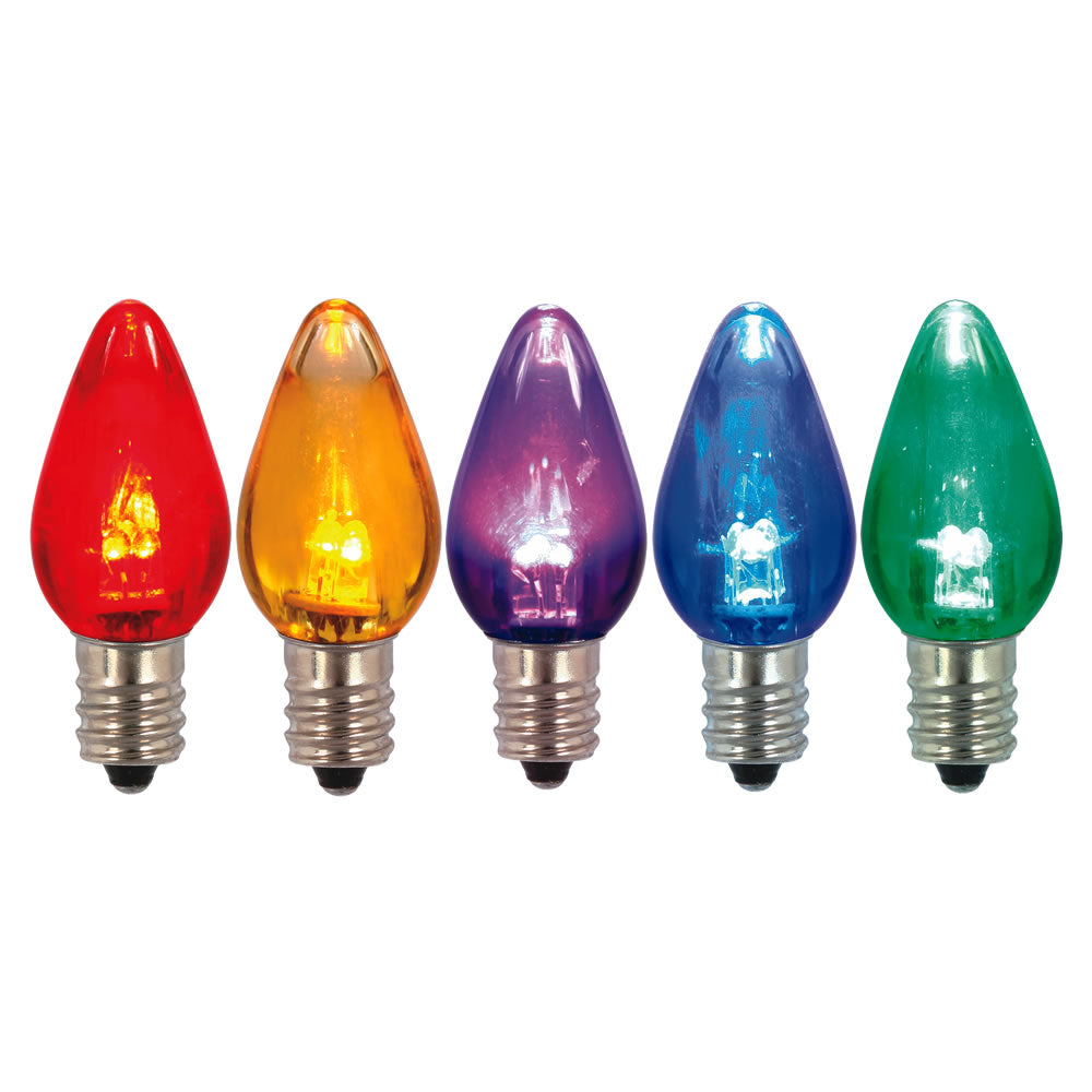 25 Pack - Vickerman C7 Transparent LED Multi Twinkle Bulb