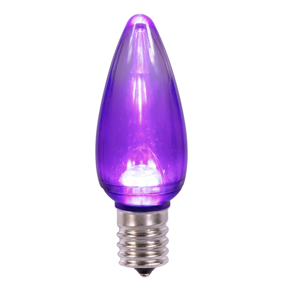 25 Pack - Vickerman C9 Transparent LED Purple Bulb .96W 130V