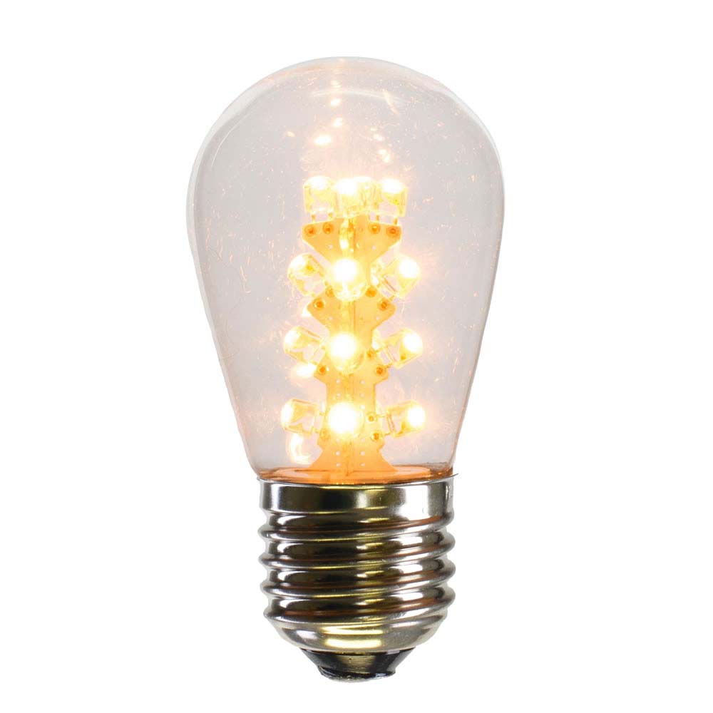 5Pk - Vickerman 1.3w 130v S14 LED Warm White Transparent Plastic Christmas Bulb