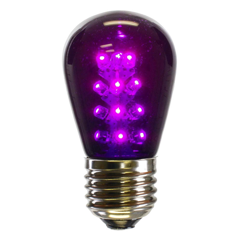25PK - Vickerman S14 LED Purple Transparent Bulb E26 Nk Base