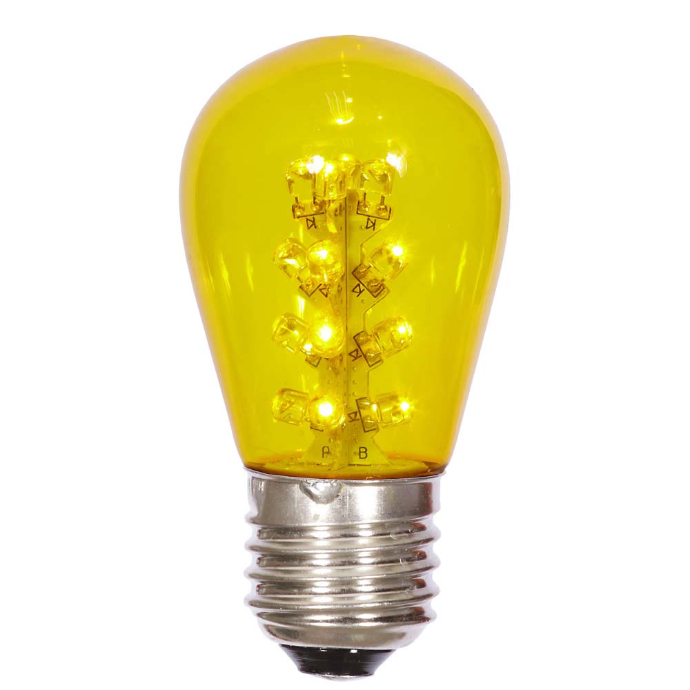 5Pk - Vickerman 1.3w 130v E26 S14 LED Yellow Transp Plastic Christmas Light Bulb